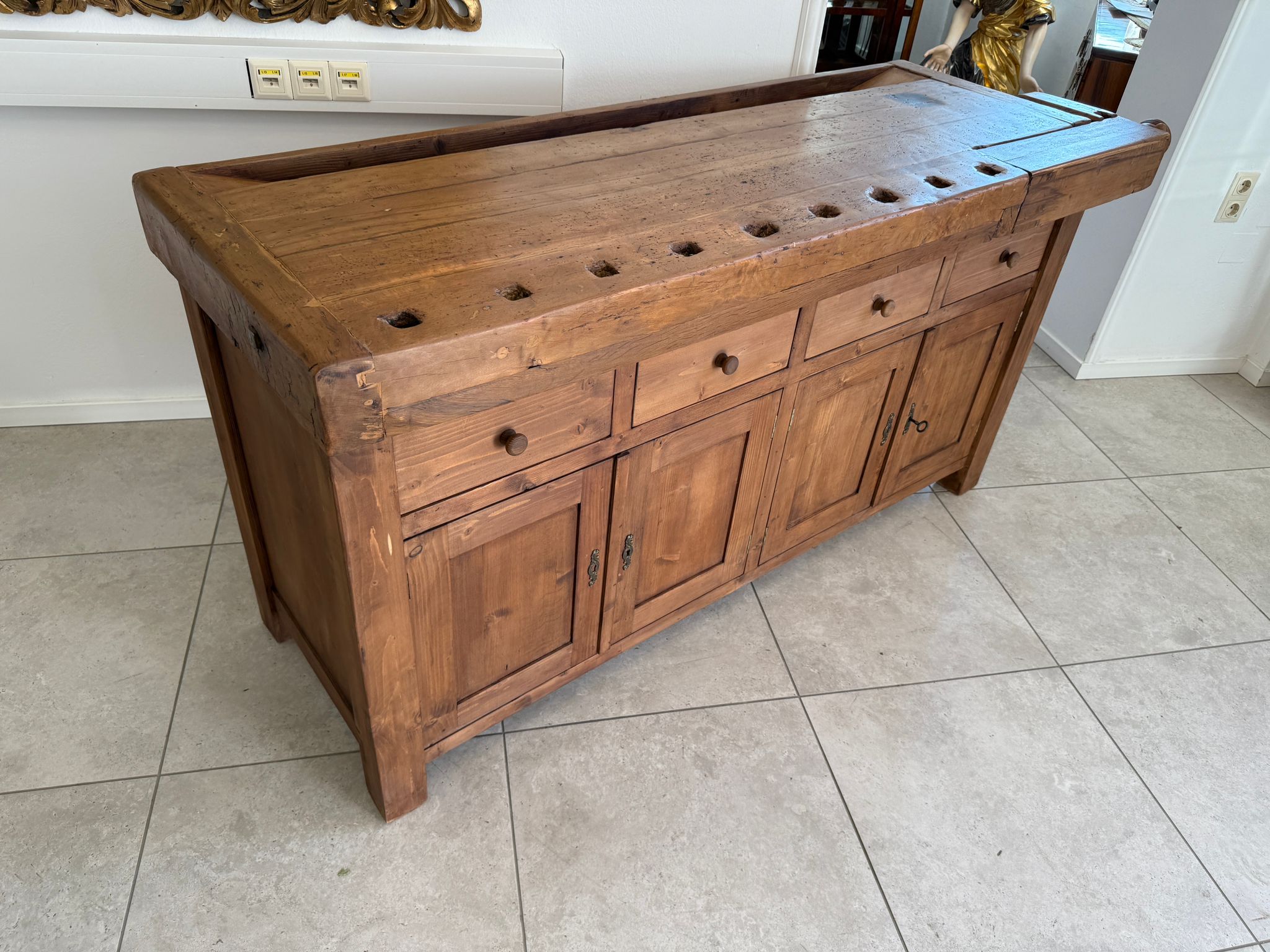 Urige Hobelbank Werkbank Pult Tresen Ladenschrank Traum G2194
