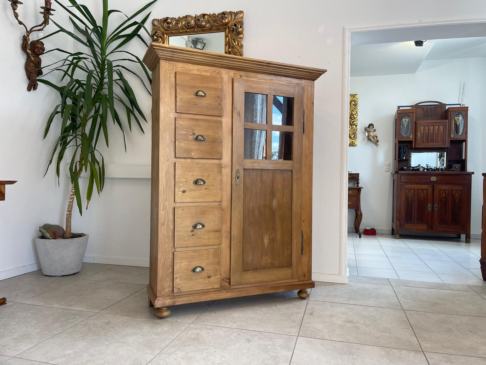 Antiker Biedermeier Brotschrank Almerschrank Vorratskasten Vitrine Bauernvitrine G1652