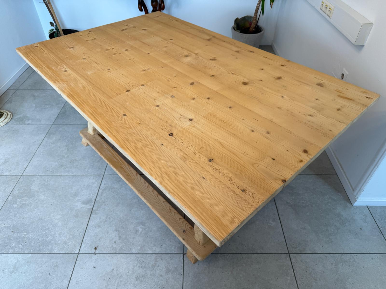 Uriger Jogltisch Bauerntisch Naturholz Fichte Hüttentisch 190 x 120 G1738
