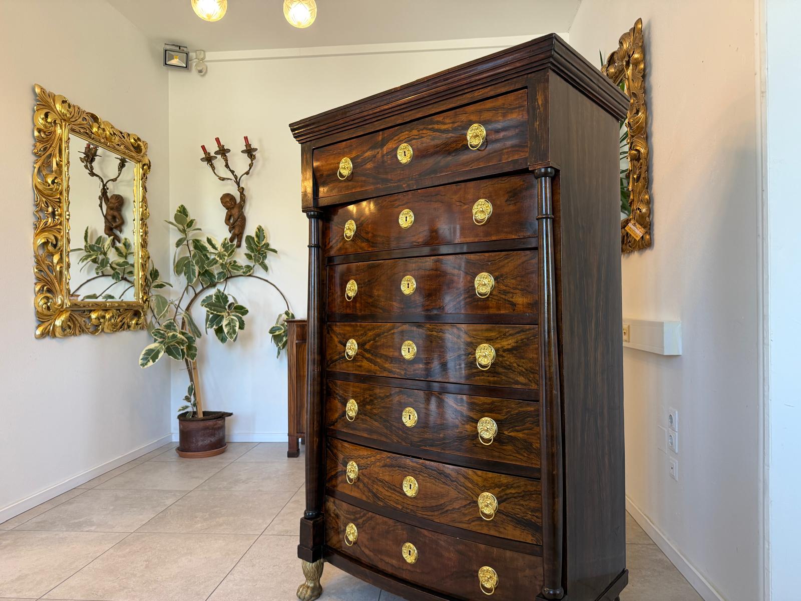 Empire Wochenkommode Nussholz Ladenschrank Antik G2089