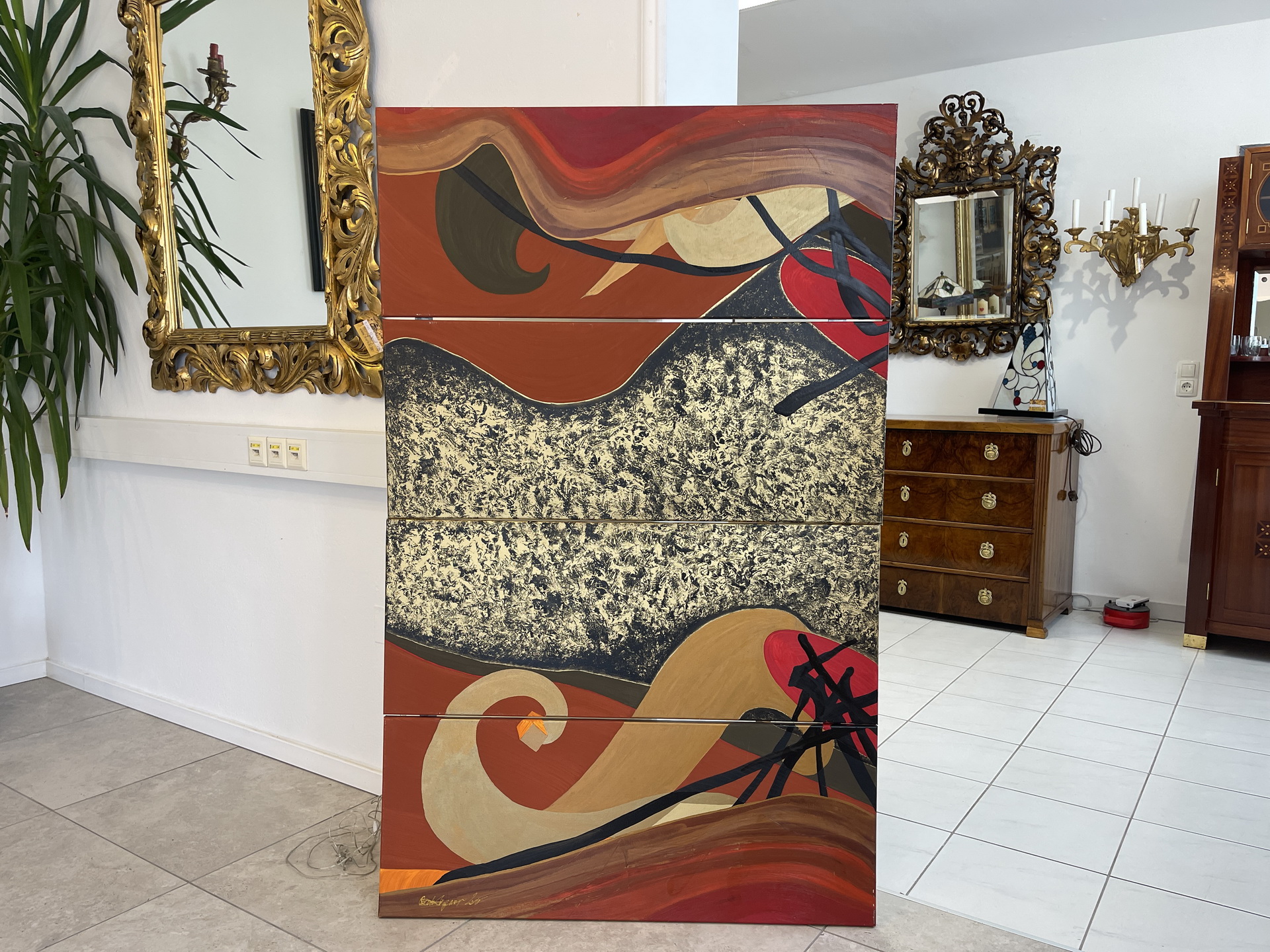 Bauernkasten-Bauernstube_123 Modernes 4 teiliges Ölbild Burgenland B1881