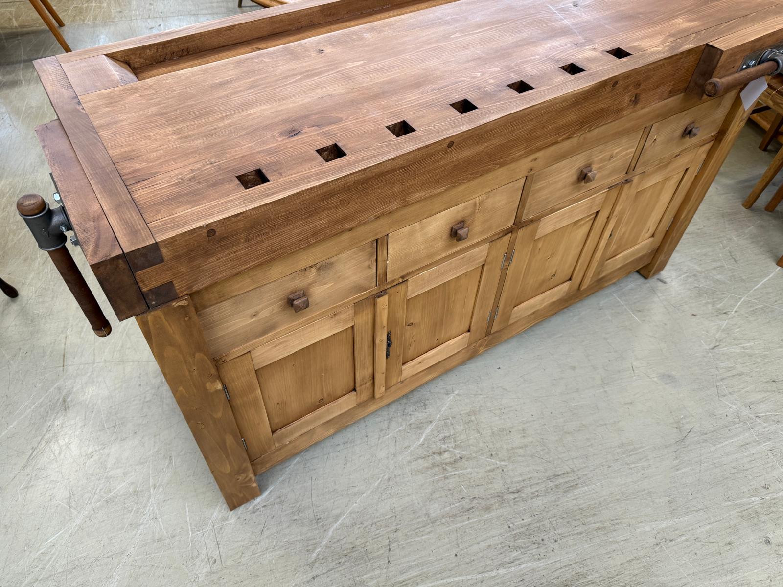 Hobelbank,Werkbank Ladentisch Antik Massivholz Thresen D2274