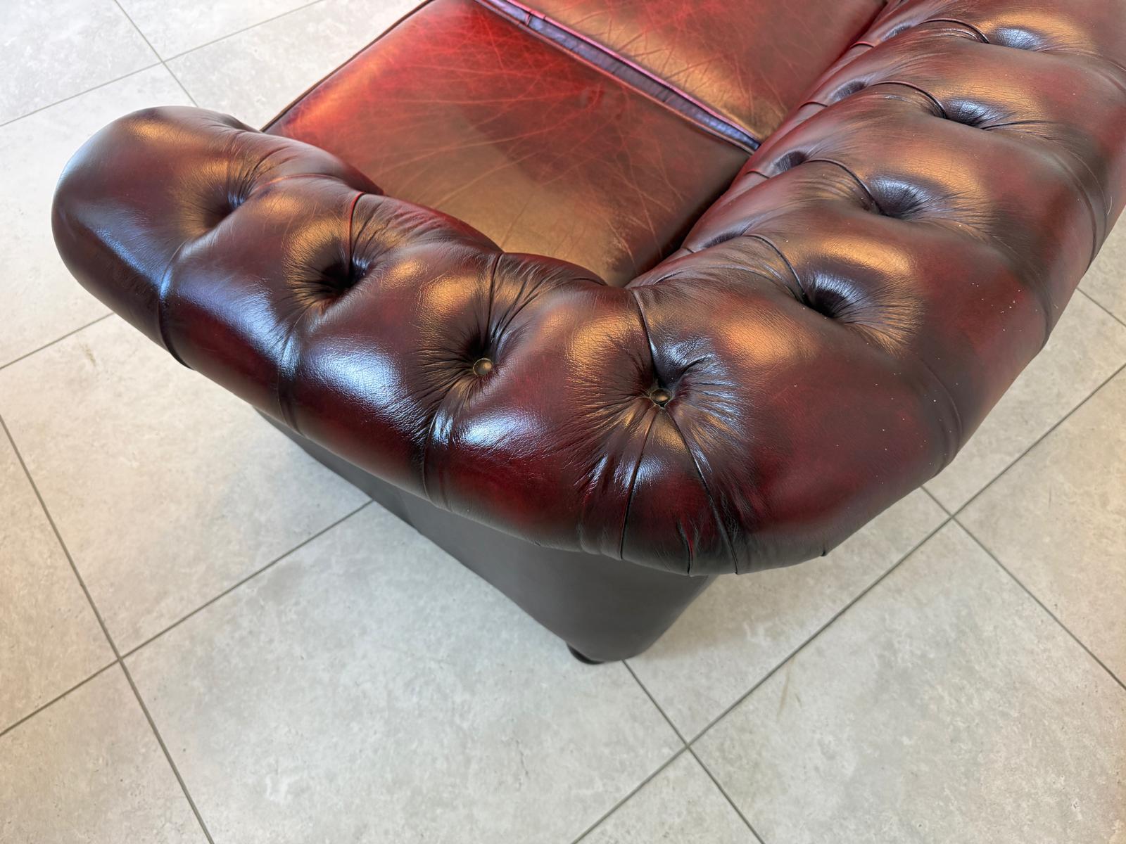 Chesterfield 4er Clubsofa Diwan Echtledersofa Oxblood D2923