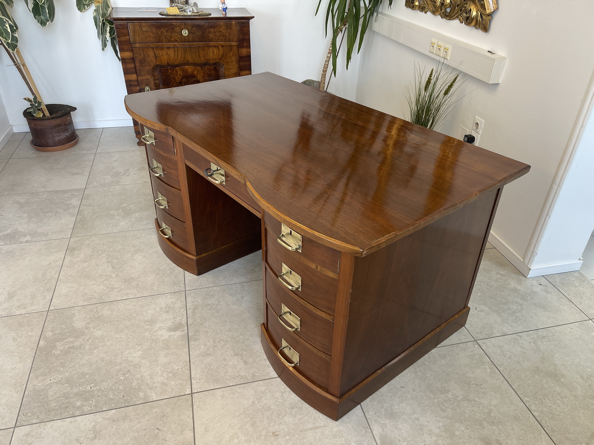 biedermeier_165_1 Jugendstil Schreibtisch Sekretär Freisteher Originalstück A4290