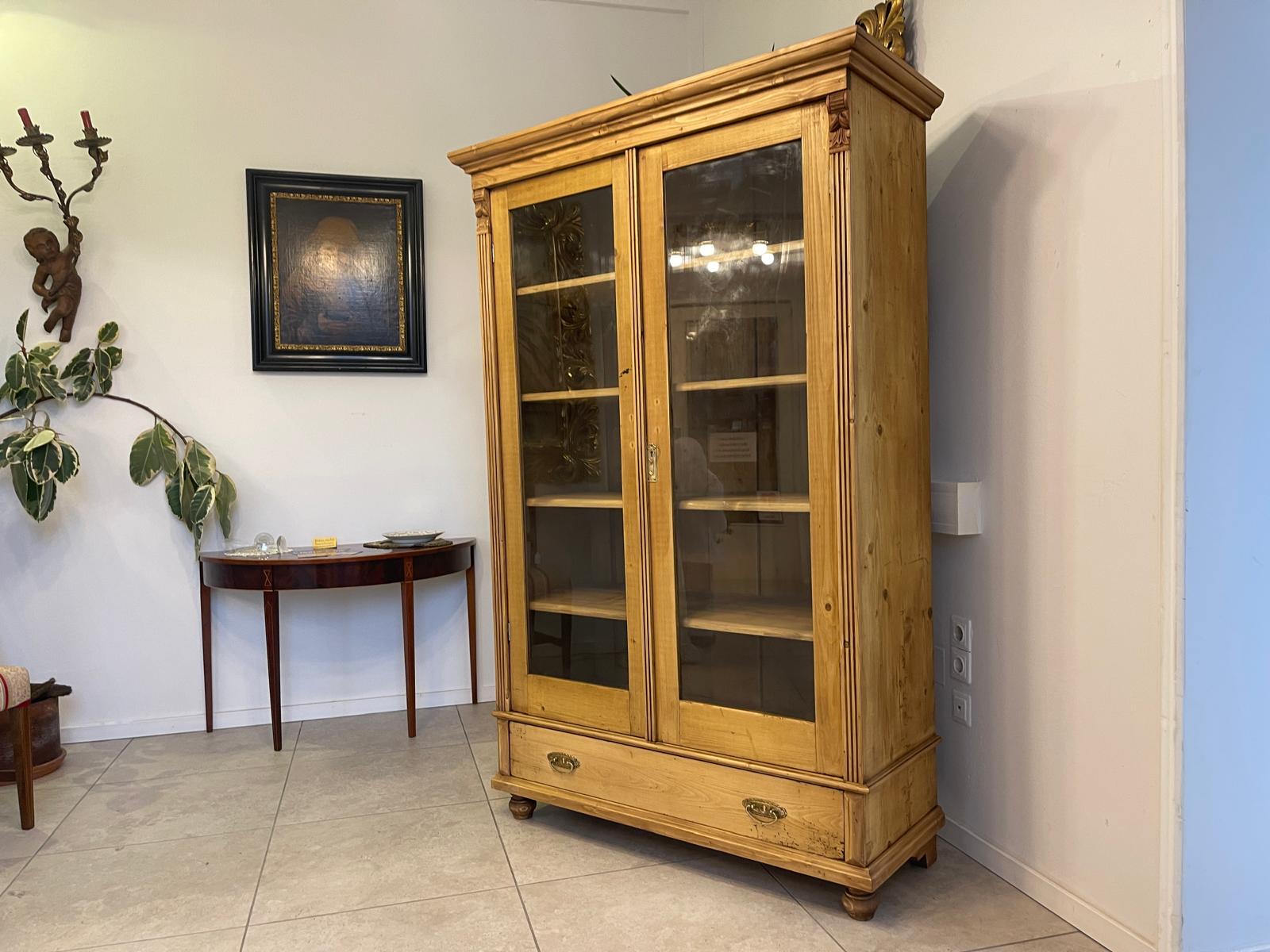 Bäuerliche Vitrine Bauernvitrine Bauernschrank Naturholz Bücherschrank Bauernmöbel A5131