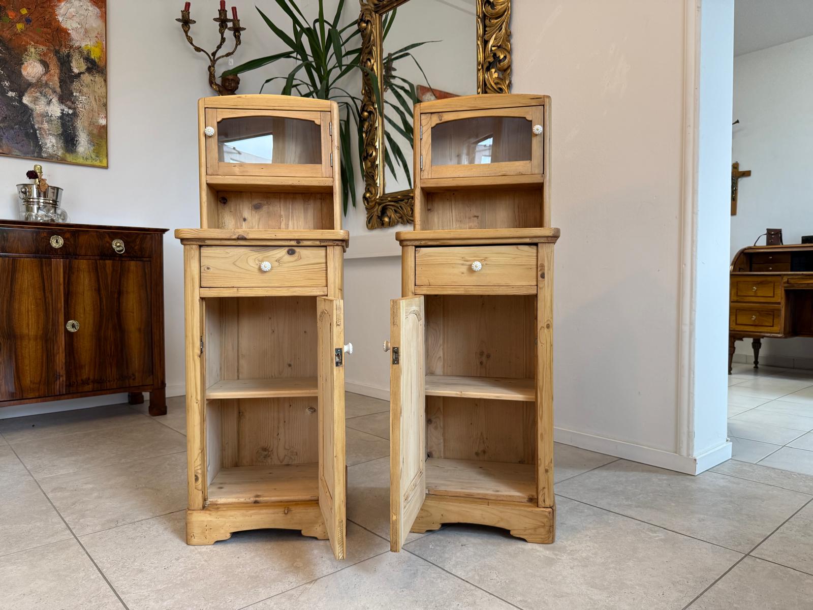 2 Restaurierte Bäuerliche Nachtkasterl Naturholzkasterl G2122