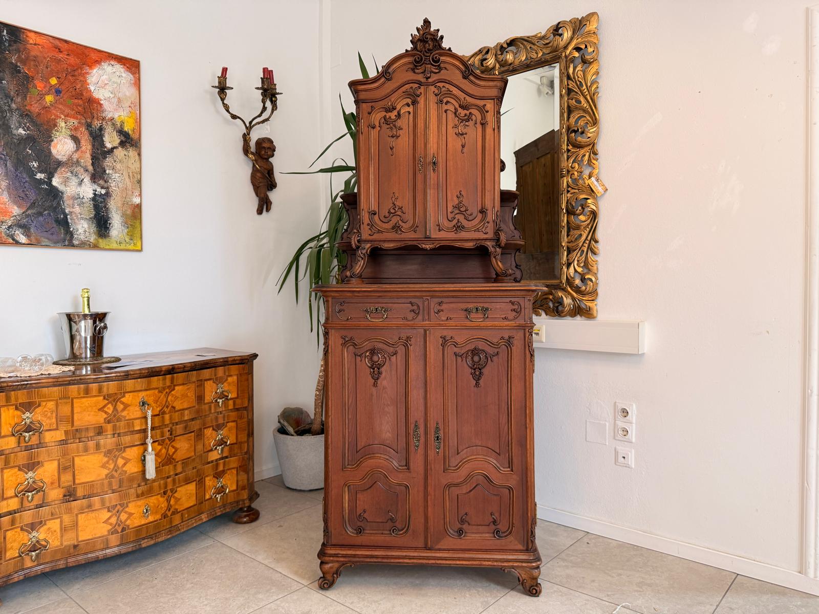SALE Pfeiferlbarock Aufsatzbuffet Altarschrank Aufsatzschrank Eichenholz  D2663