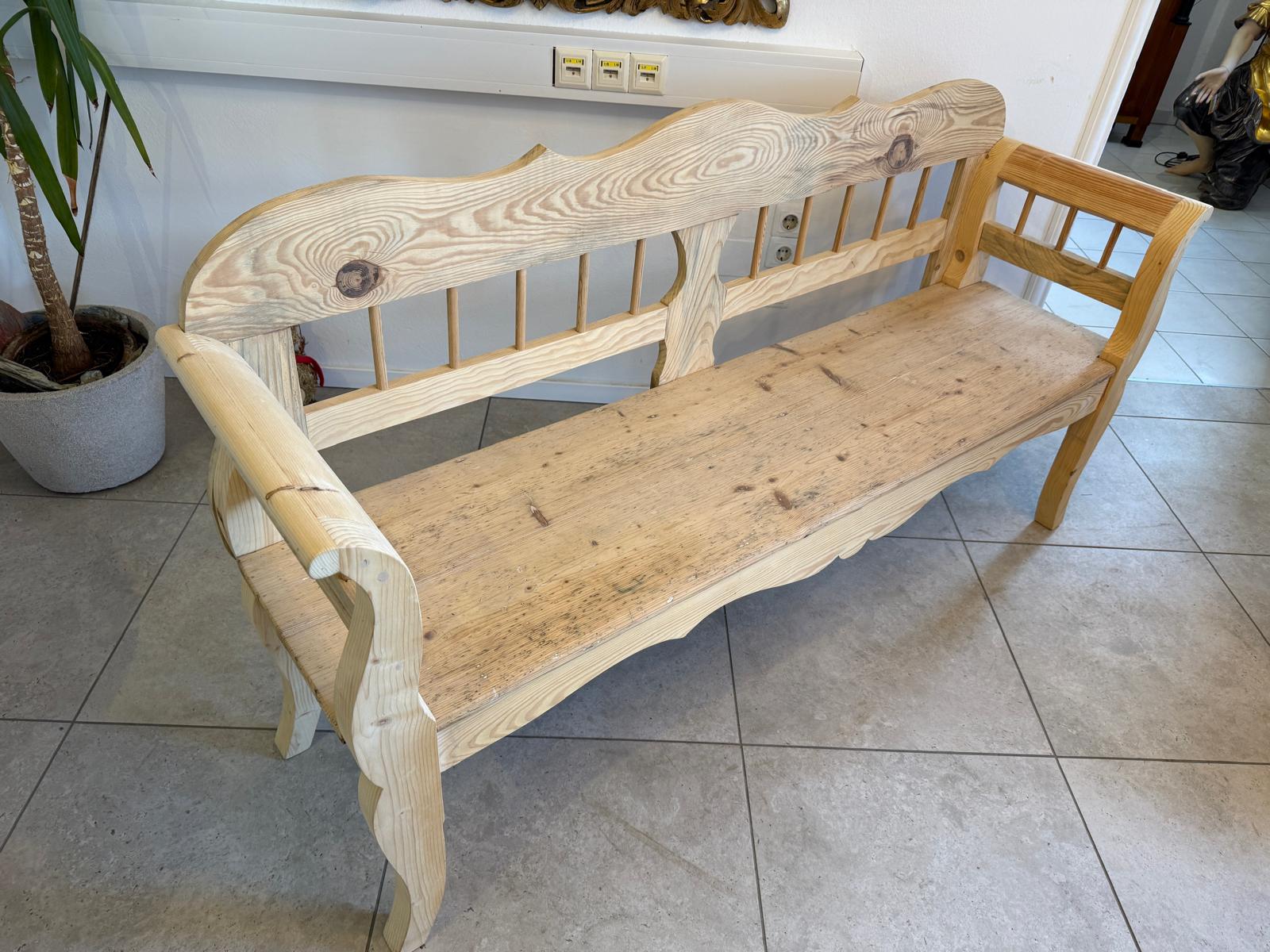 Provinzielle alte Landhausbank Küchenbank aus Holz Weichholzbank G2377