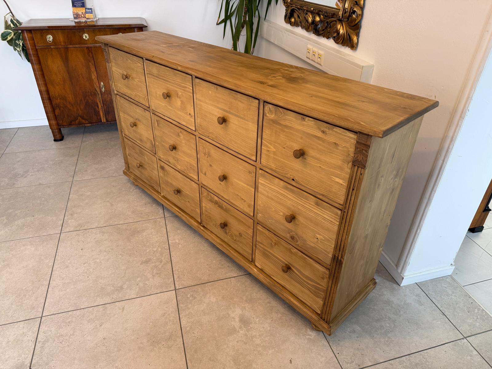 SALE Bäuerliche 12 Laden Kommode Anrichte Sideboard Weichholz D2312