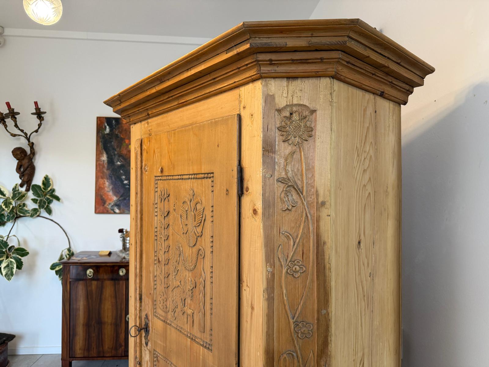 Originaler Biedermeier Bauernschrank Naturholzschrank G2119