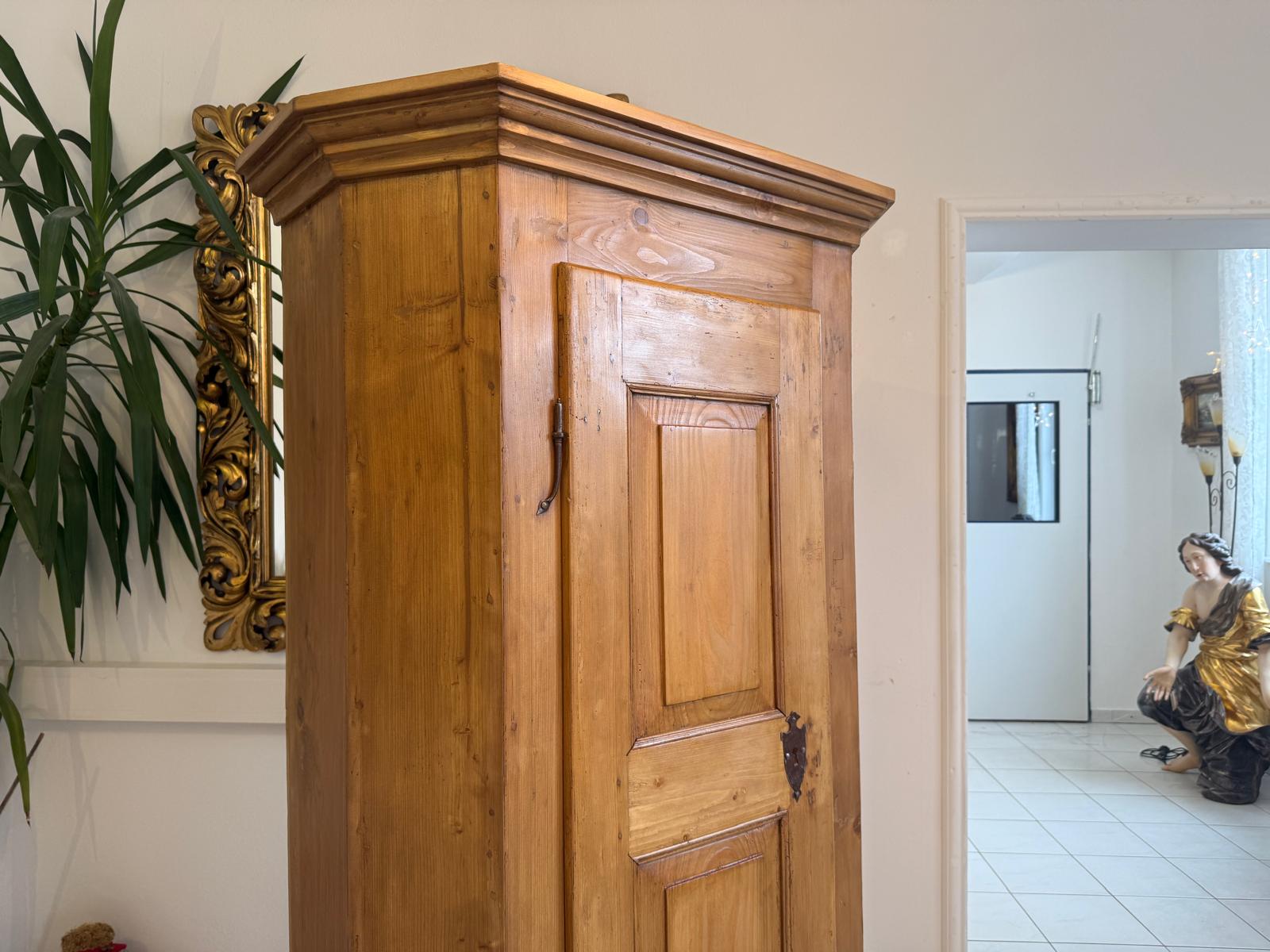 Restaurierter 1 türiger Bauernschrank Barocker Naturholzschrank Weichholz Antik D1020