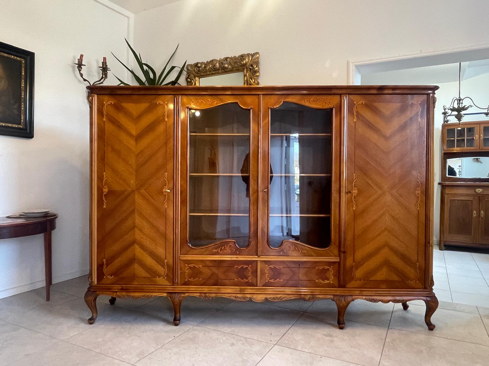 Bücherschrank Barock Barockstil Vitrine Glasschrank Wohnzimmerschrank A5151