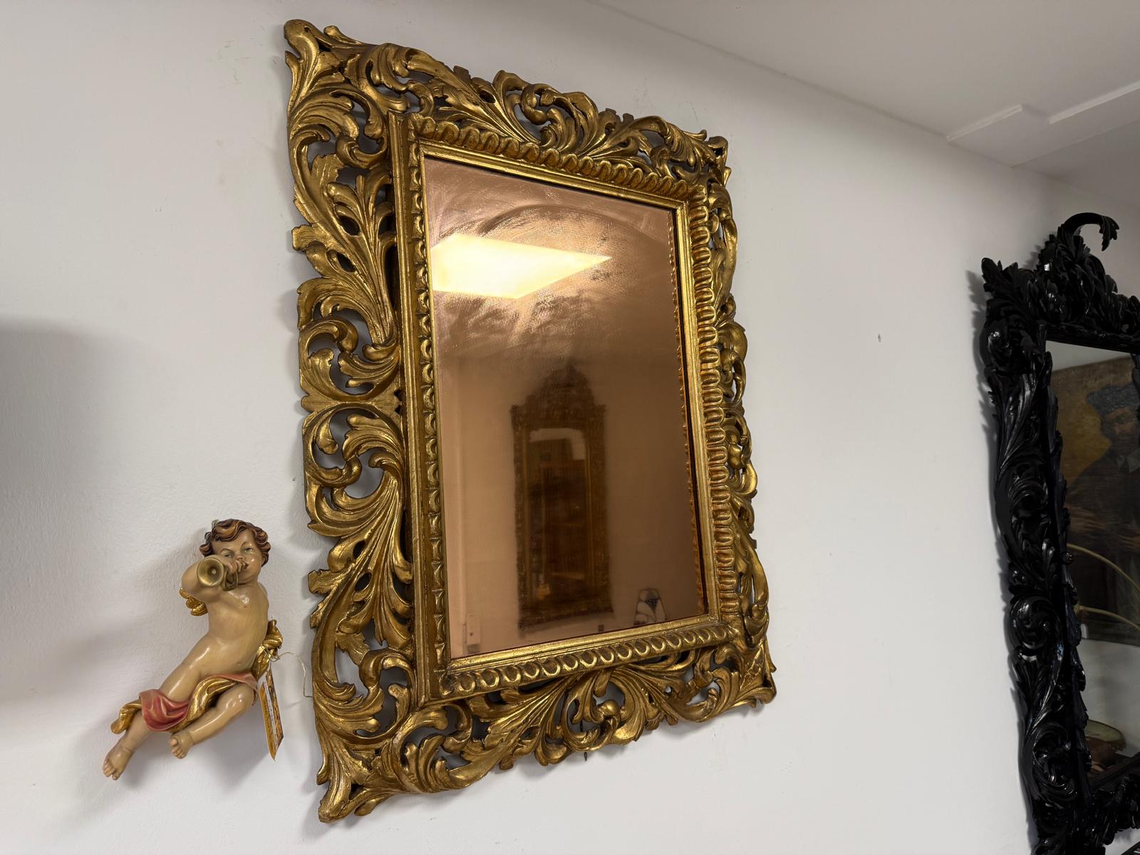 SALE Florentiner Spiegel Akanthusblattschnitzkunst Holzschnitzerei Golden G2380