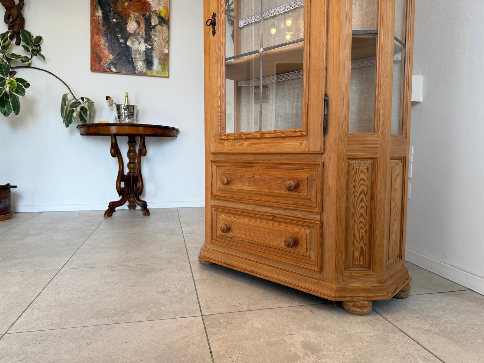 Bäuerlicher Vitrinenschrank Glasschrank Bauernschrank Vitrine um 1980 - G1718