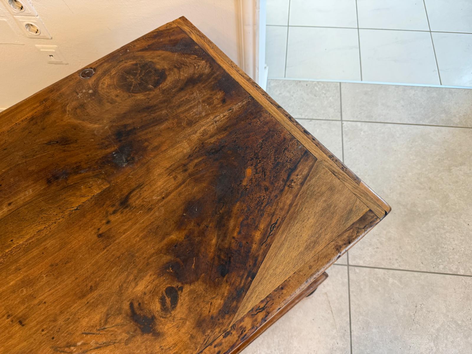 Authentische Barock Truhe Eisenbeschlagen Hartholz Antiquität G2222