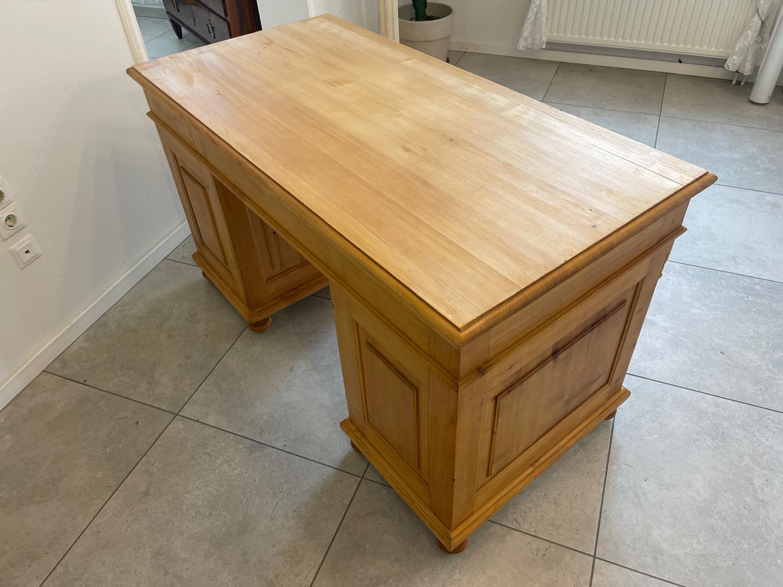 Bäuerlicher Naturholz Schreibtisch - Massivholz Bauernmöbel gebraucht G1146