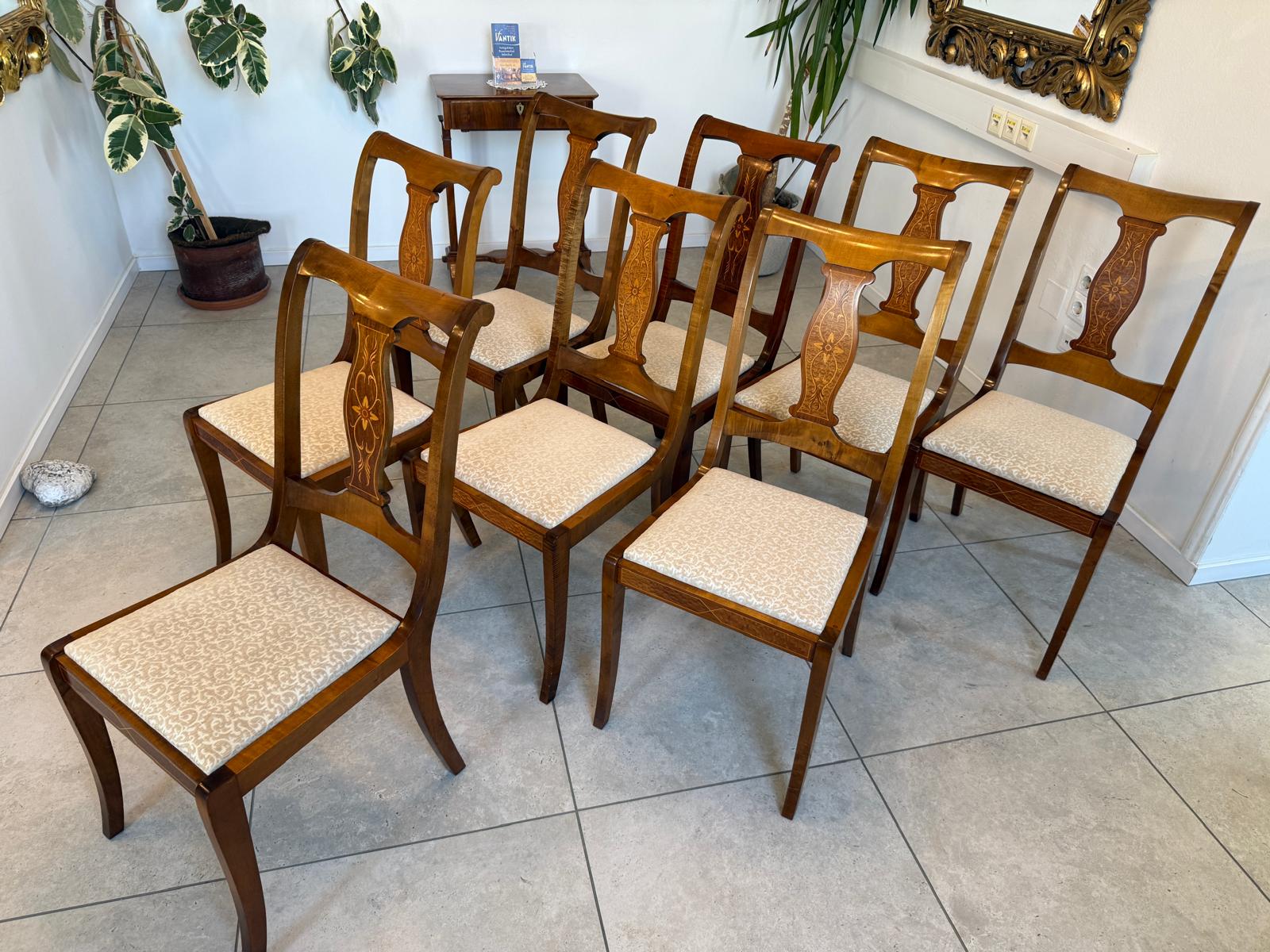Ensemble von 8 Sessel Barockstil Intarsien Prachtexemplar D1239