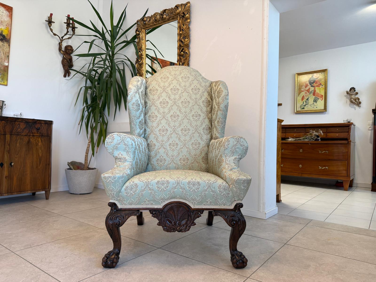 Restaurierter Historismus Ohrenfauteuil Ohrensessel Köinigssessel G1964