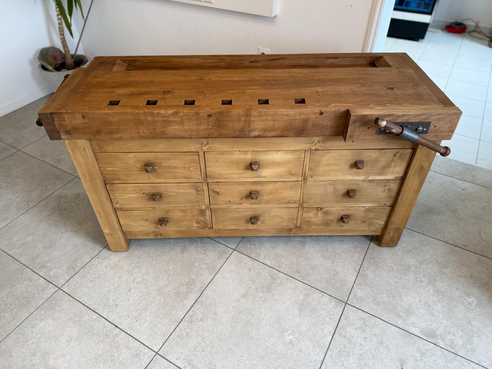 Hobelbank,Werkbank Ladentisch Antik Massivholz D2275