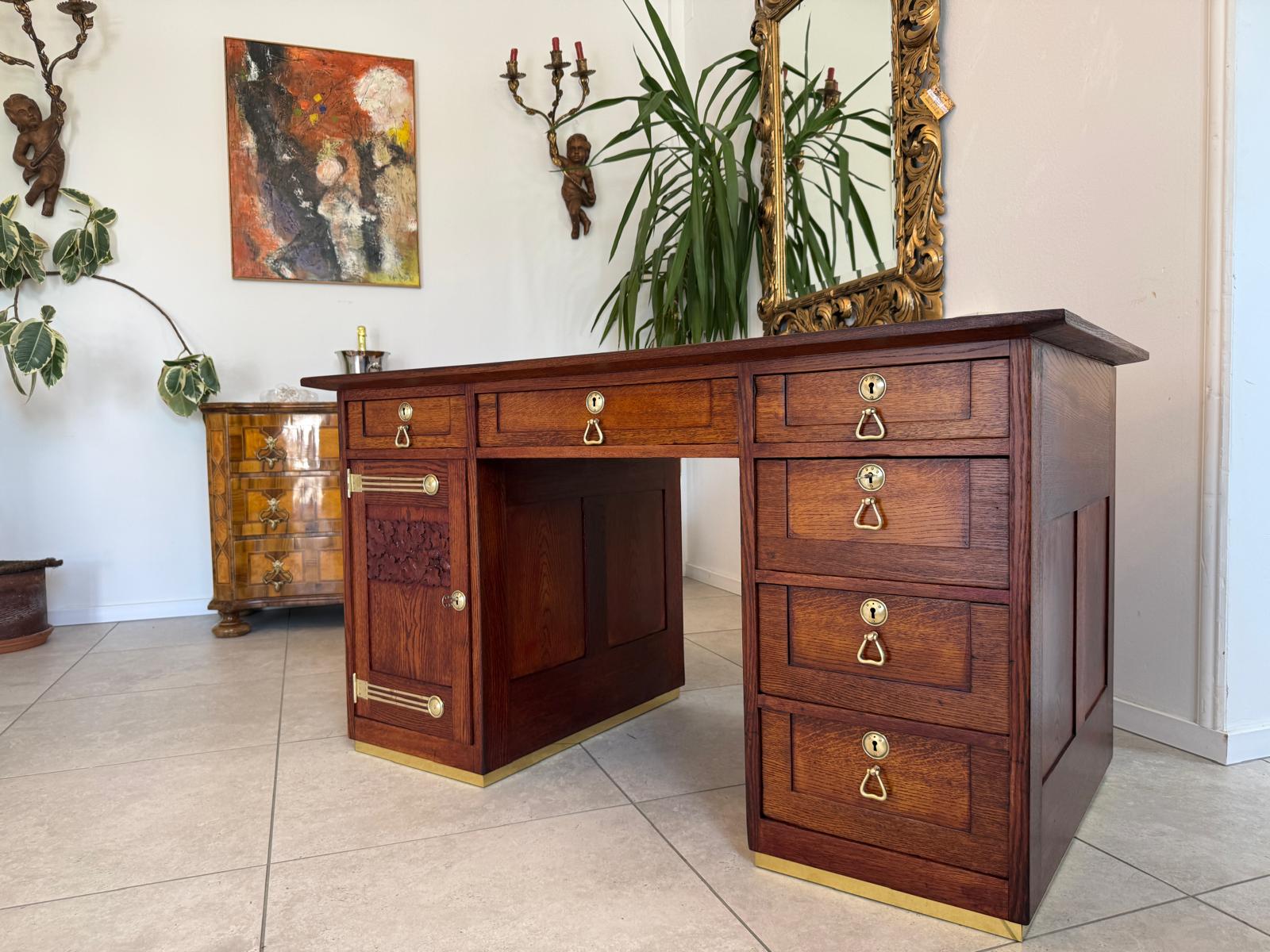 Jugendstil Schreibtisch Sekretär Freisteher Antiquität D2602