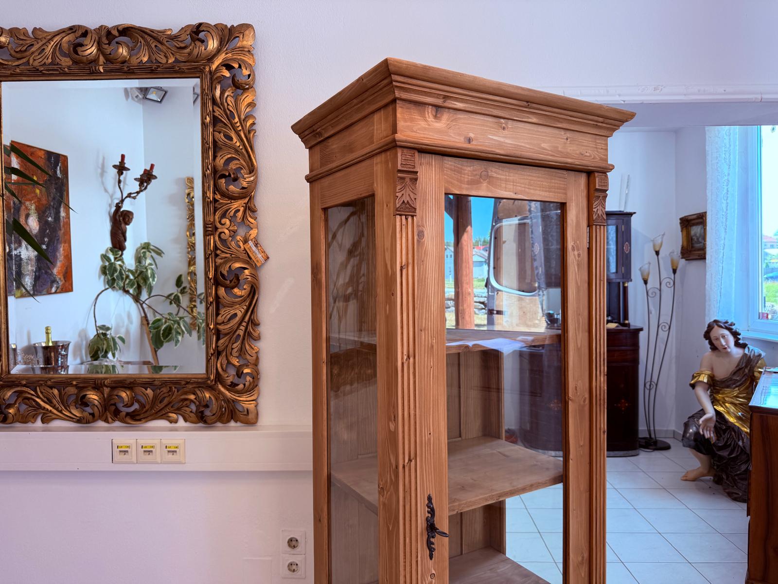 Antike Bauernvitrine Vitrine Naturholz Bücherschrank Alte Bauernmöbel D2702