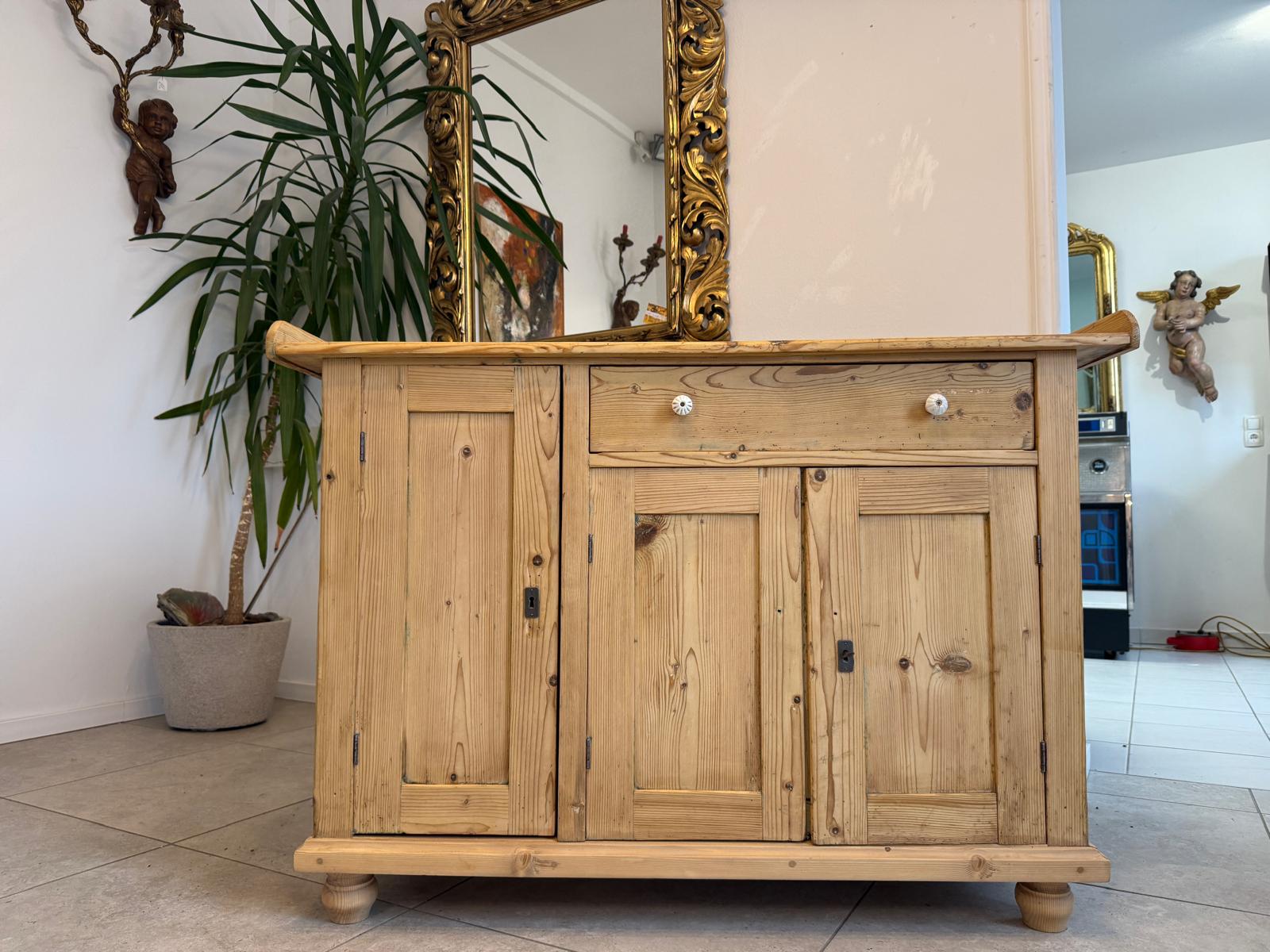 Bäuerliche Wickelanrichte Kommode Naturholz Antik & Alt D1083