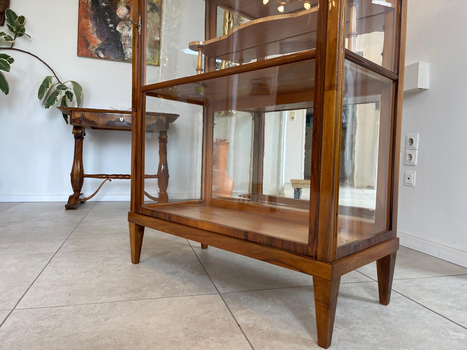 Biedermeier Vitrine Bücherschrank Nussholz Antiquität G1316
