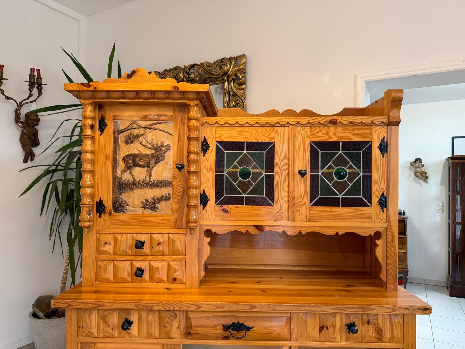 Zirbenholz Kredenz Butzenglas Küchenschrank G2174