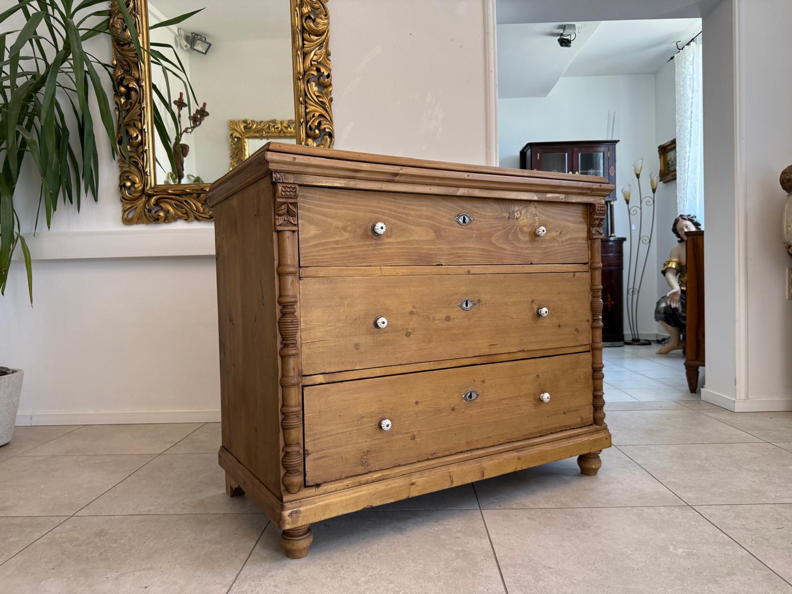 Biedermeier Kommode 3 Ladenkommode Antik Restauriert D2486