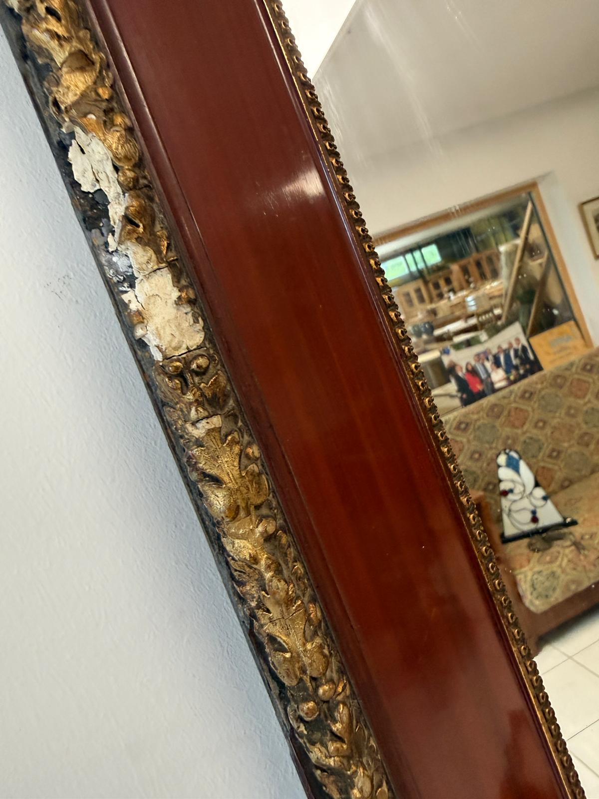 Biedermeier Spiegel Wandspiegel Original Nussholz Furniert Antiquität D2503
