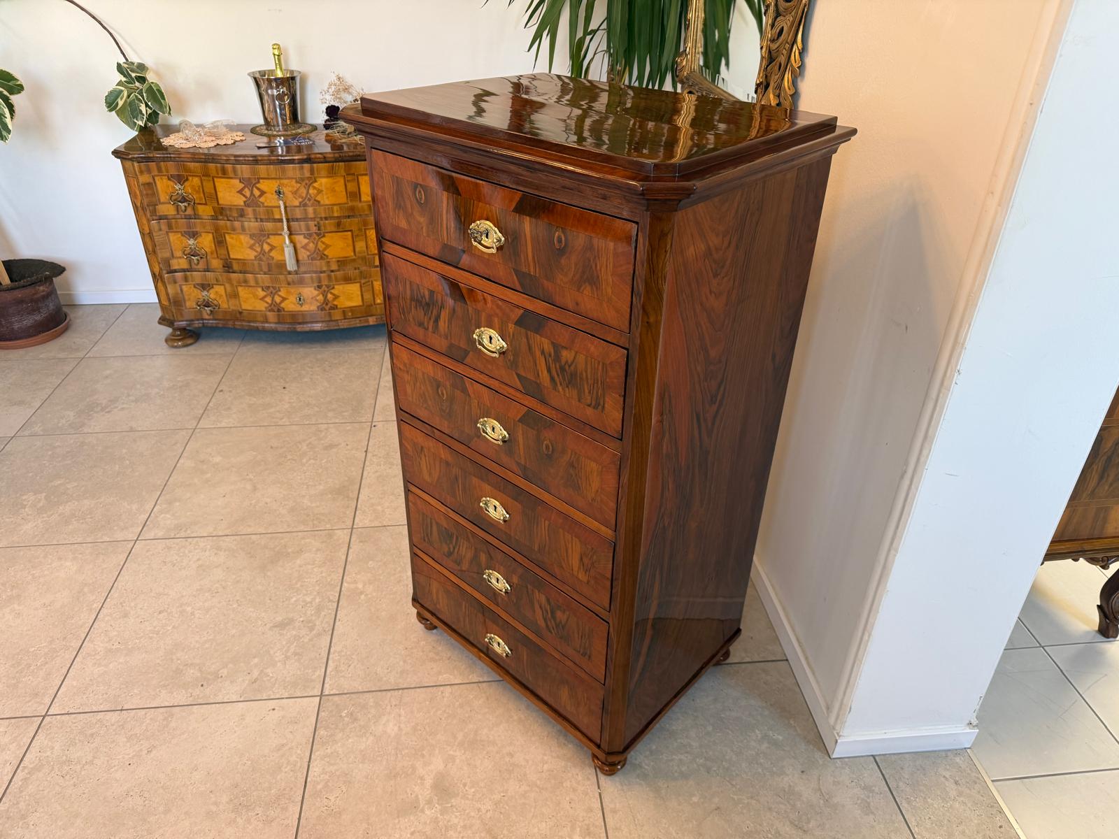 Biedermeier Wochenkommode Nussholz Restauriert Antiquität D2684