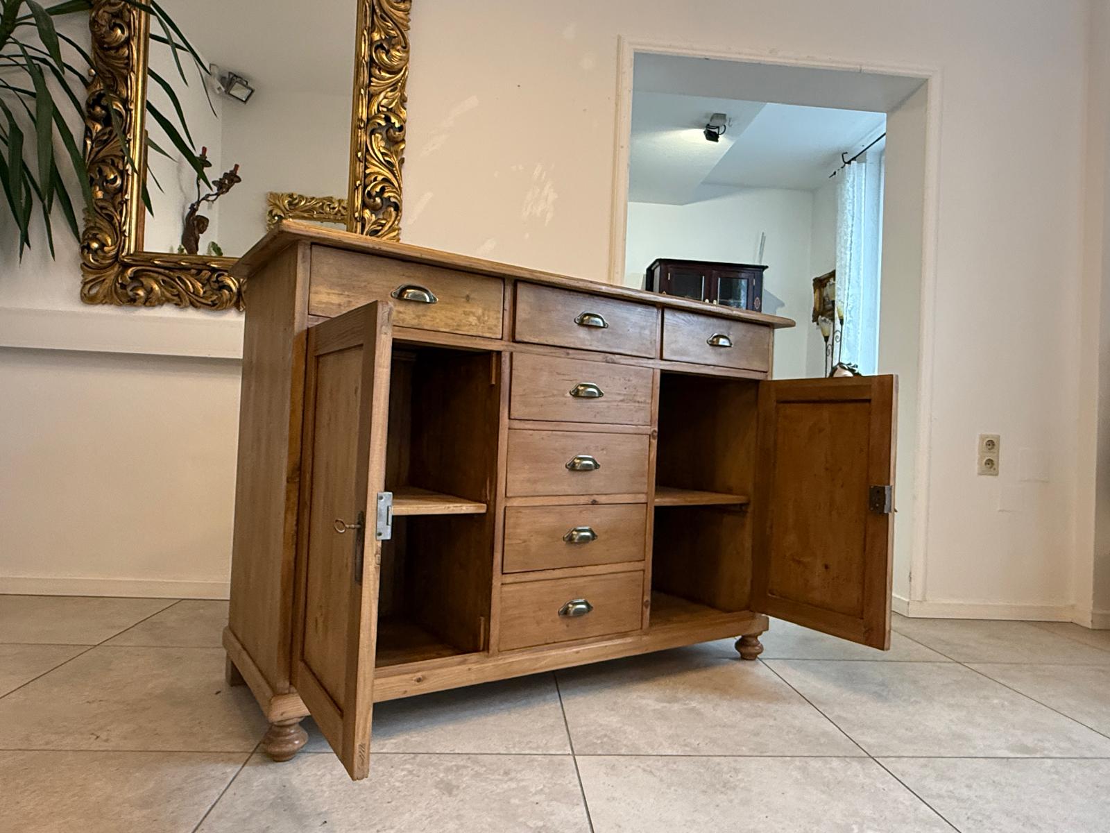 Originale Jugendstil Ladenkommode Ladenschrank Apothekerschrank Weichholz D1115