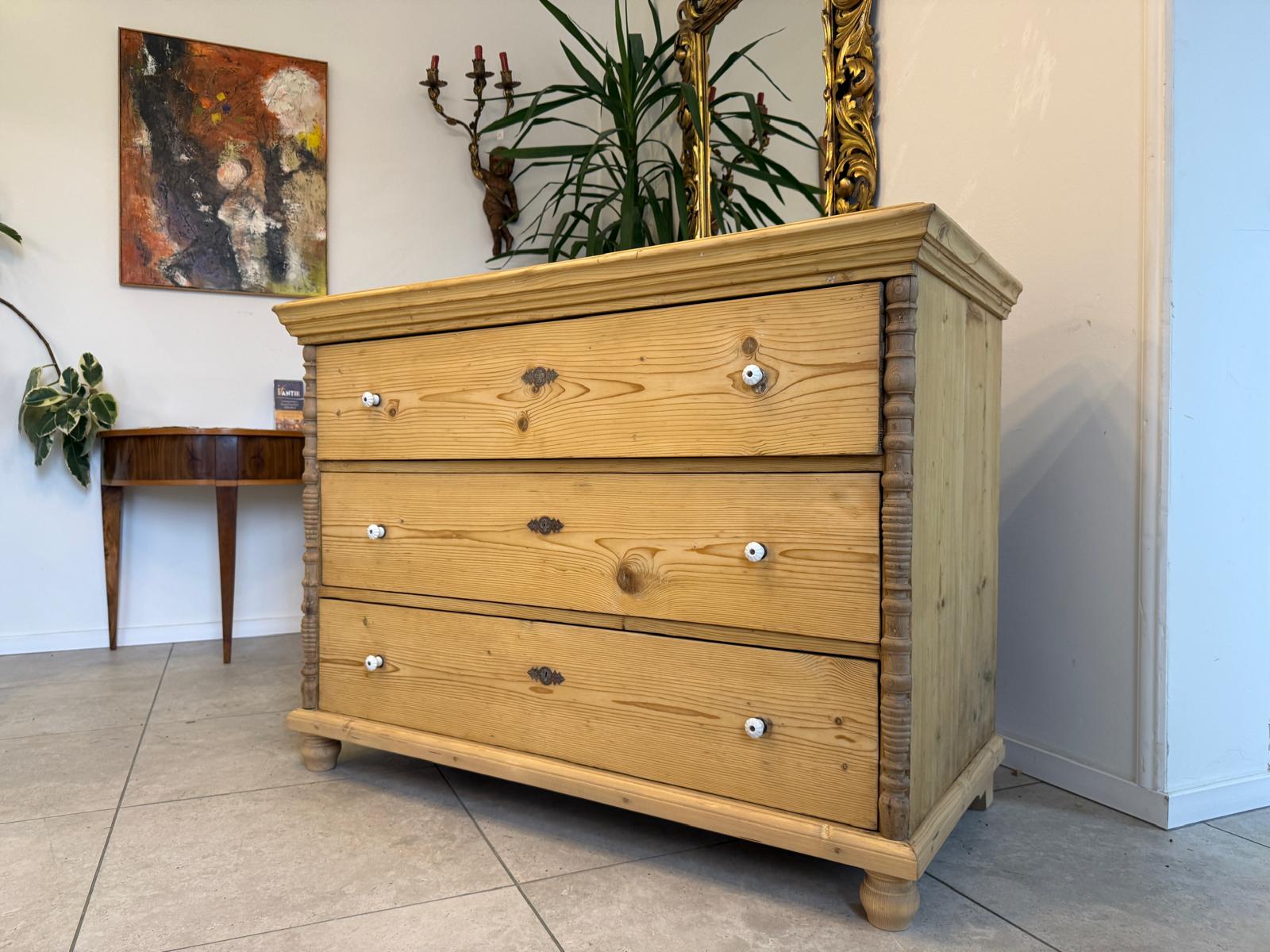 Originale Gründerzeit Kommode Restauriert Fichtenholz Antik D1081