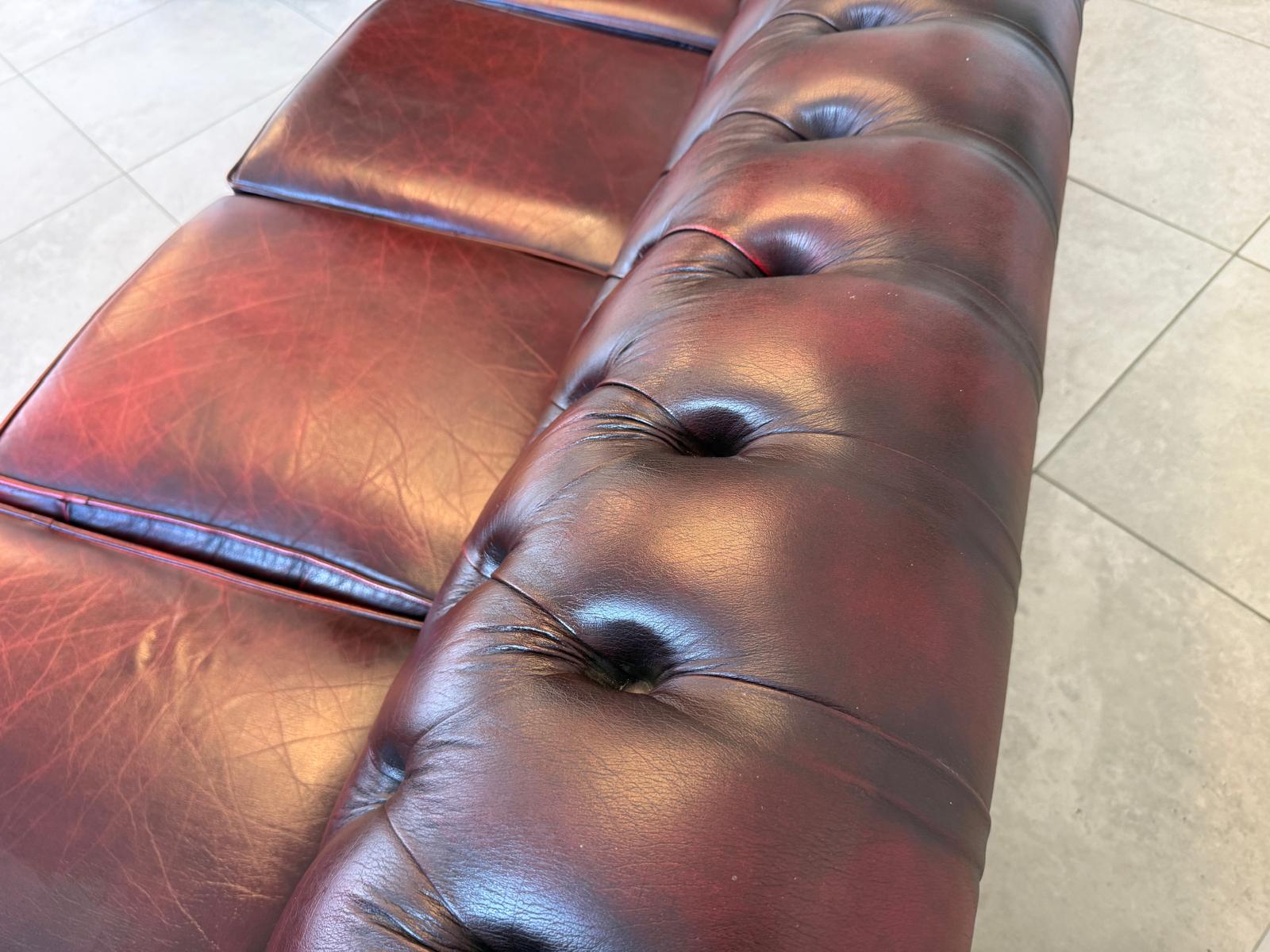 Chesterfield 4er Clubsofa Diwan Echtledersofa Oxblood D2923