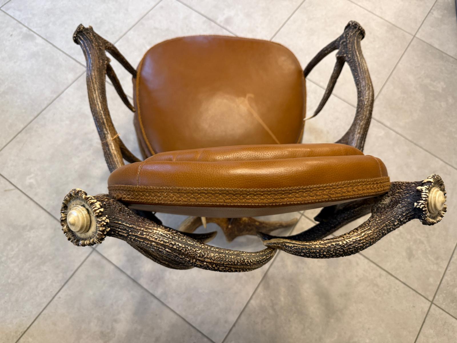 Antiker Jagdsessel geweihstuhl Sessel Traumstuhl G2322