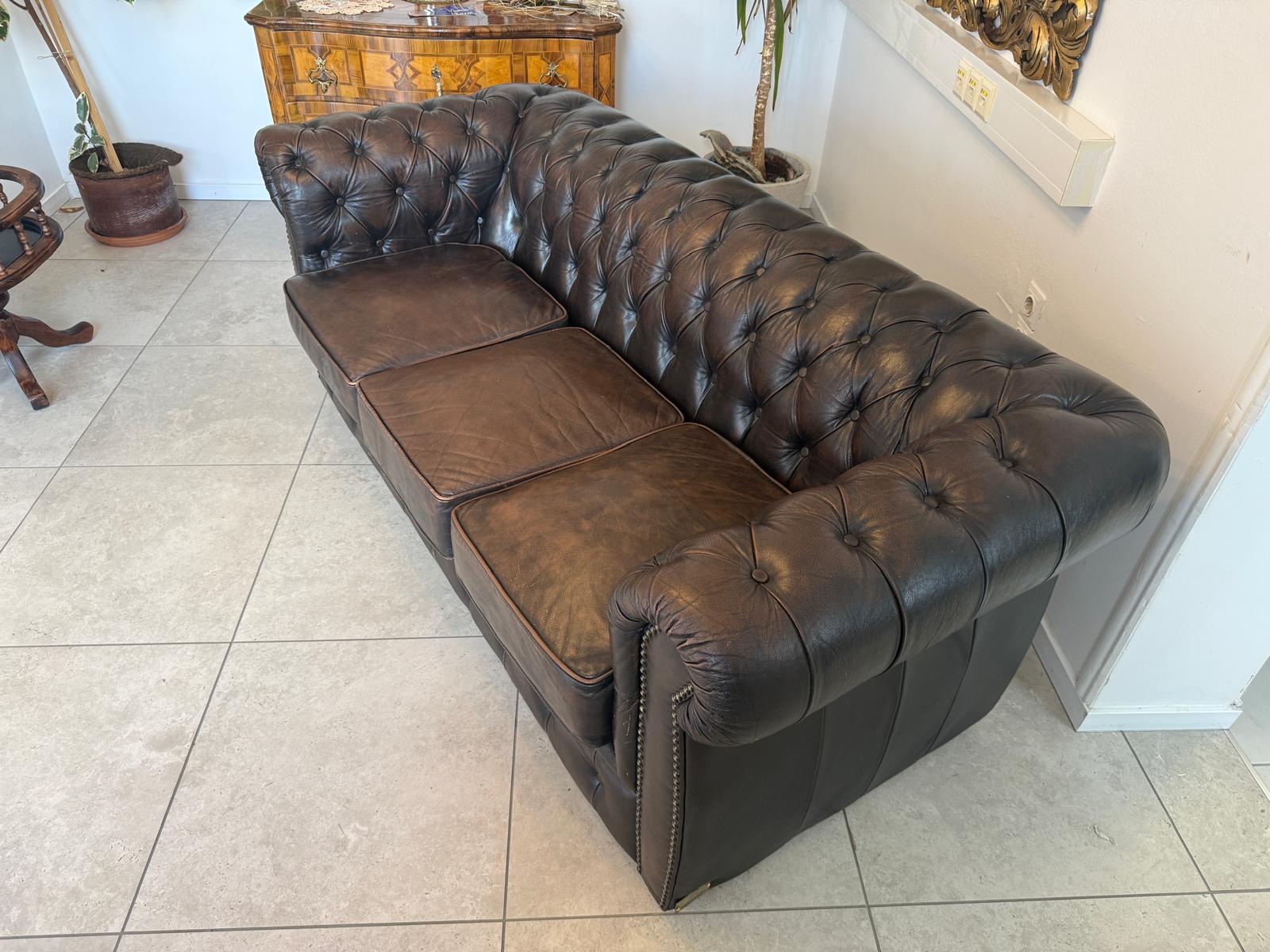 Chesterfield 3er Clubsofa Couch Zigarrenbraun D2756