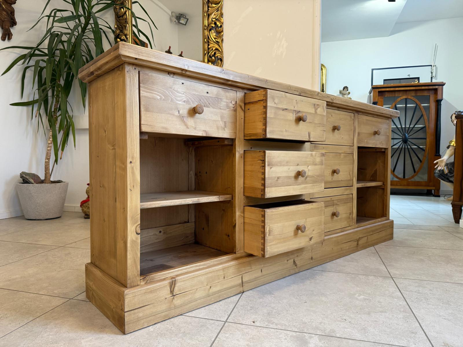 Antike 8 Ladenkommode Ladenschrank Apothekerschrank Weichholz G2315