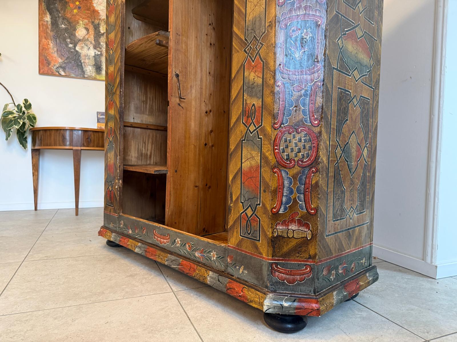 Handbemaltes Bauernregal Bücherregal Tirol Bauernkasten Reiterkasten D1071