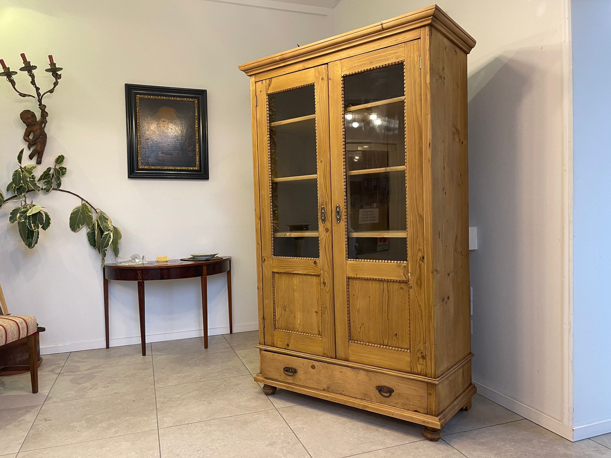 Bäuerliche Vitrine Bauernvitrine Bauernschrank Naturholz Bücherschrank Bauernmöbel A5130