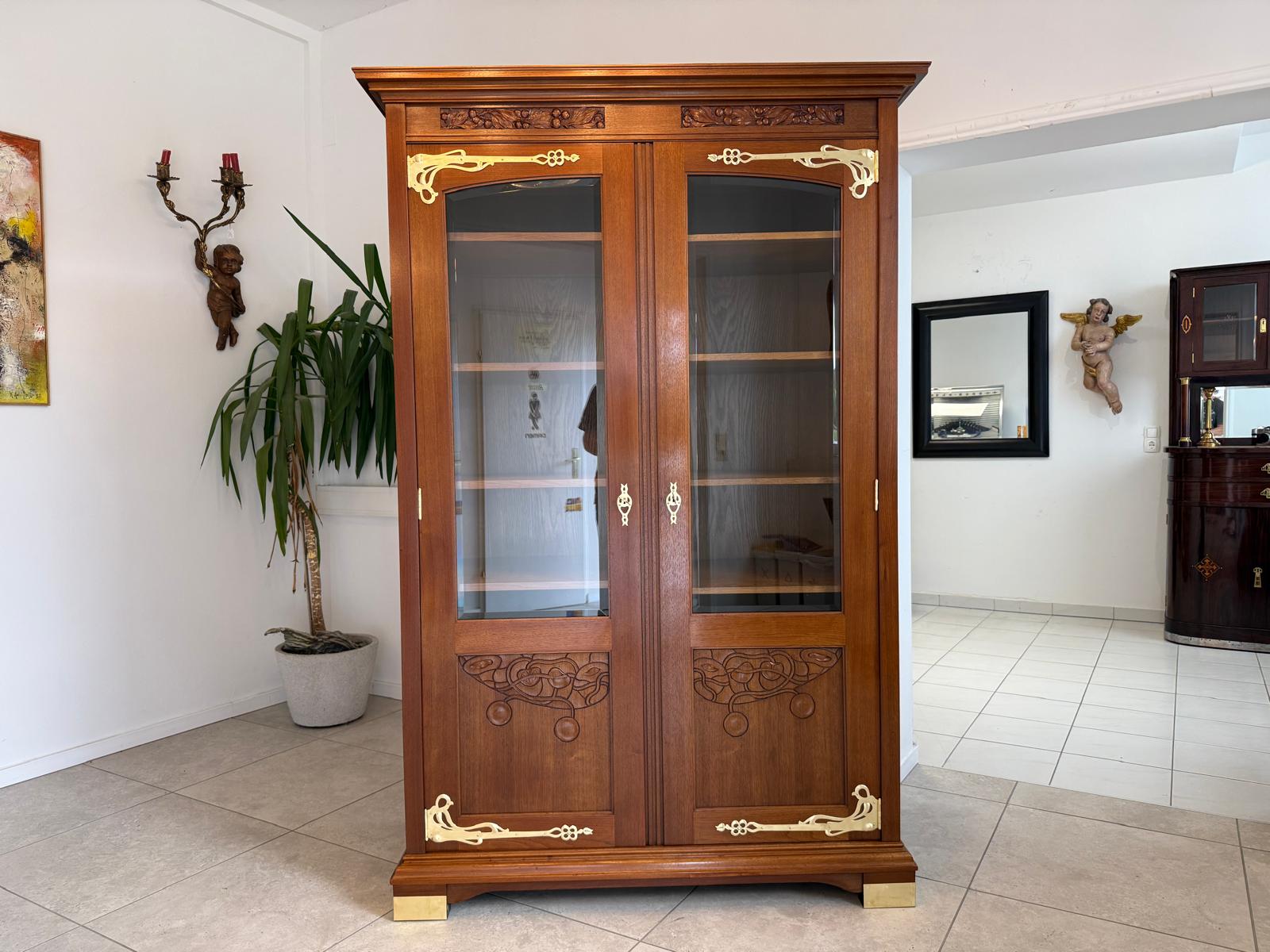 Jugendstil Vitrine Glasschrank Bücherschrank Bibliothekschrank Antiquität D2866