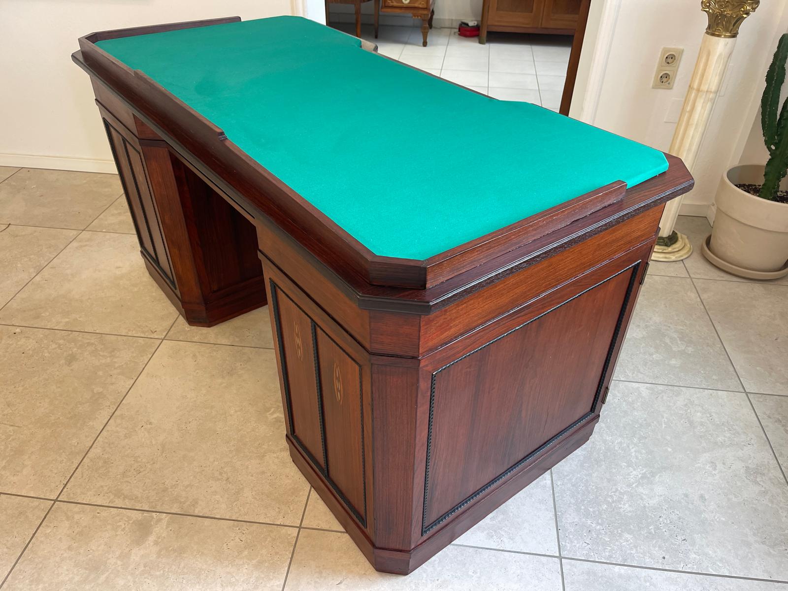 SALE Art Deco Schreibtisch Sekretär - Mahagoni, elegant, antik, 3 Schubladen, Chrombeschläge - Originalstück G1172
