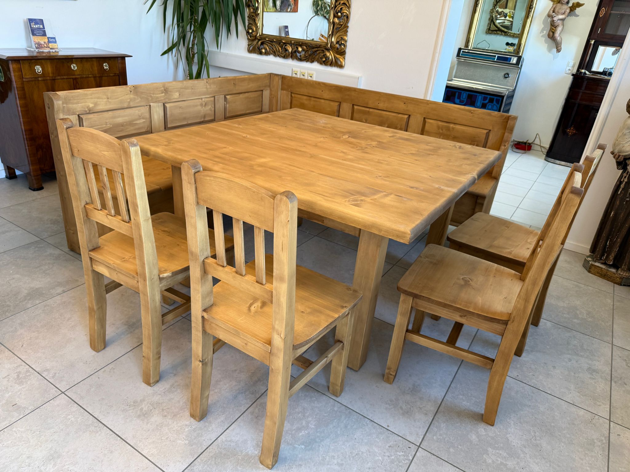 Bauernstube Eckbankgruppe Bauerntisch 4 Sessel Fichtenholz D2329