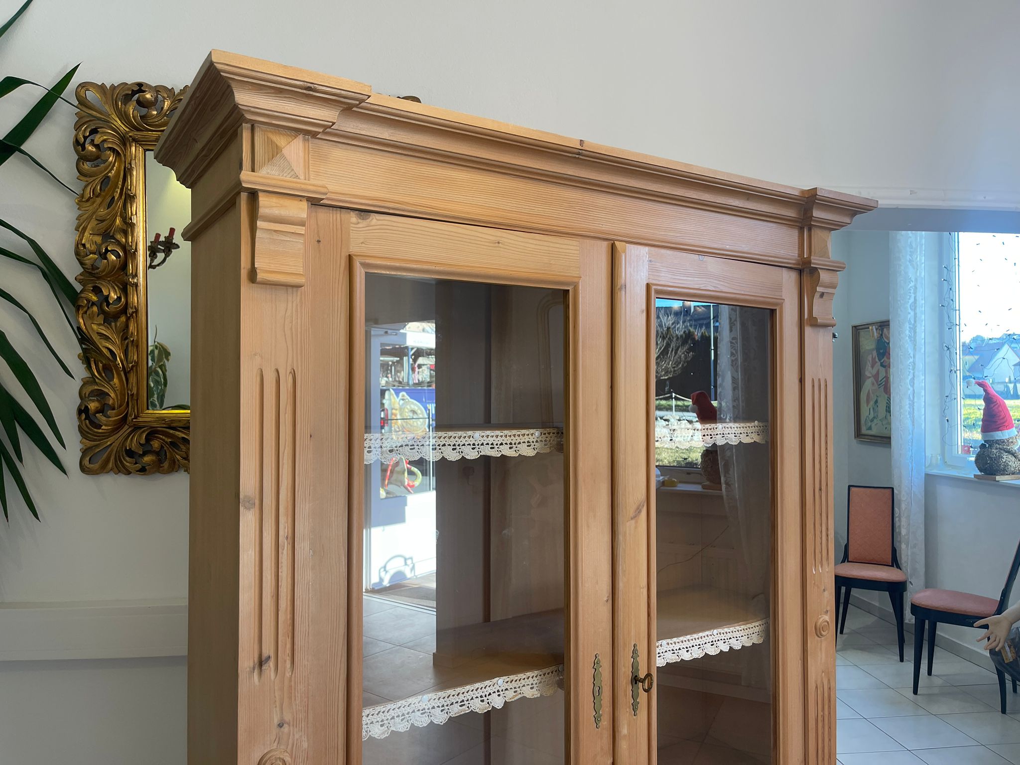 Bäuerliche Vitrine Naturholz Bücherschrank A5137