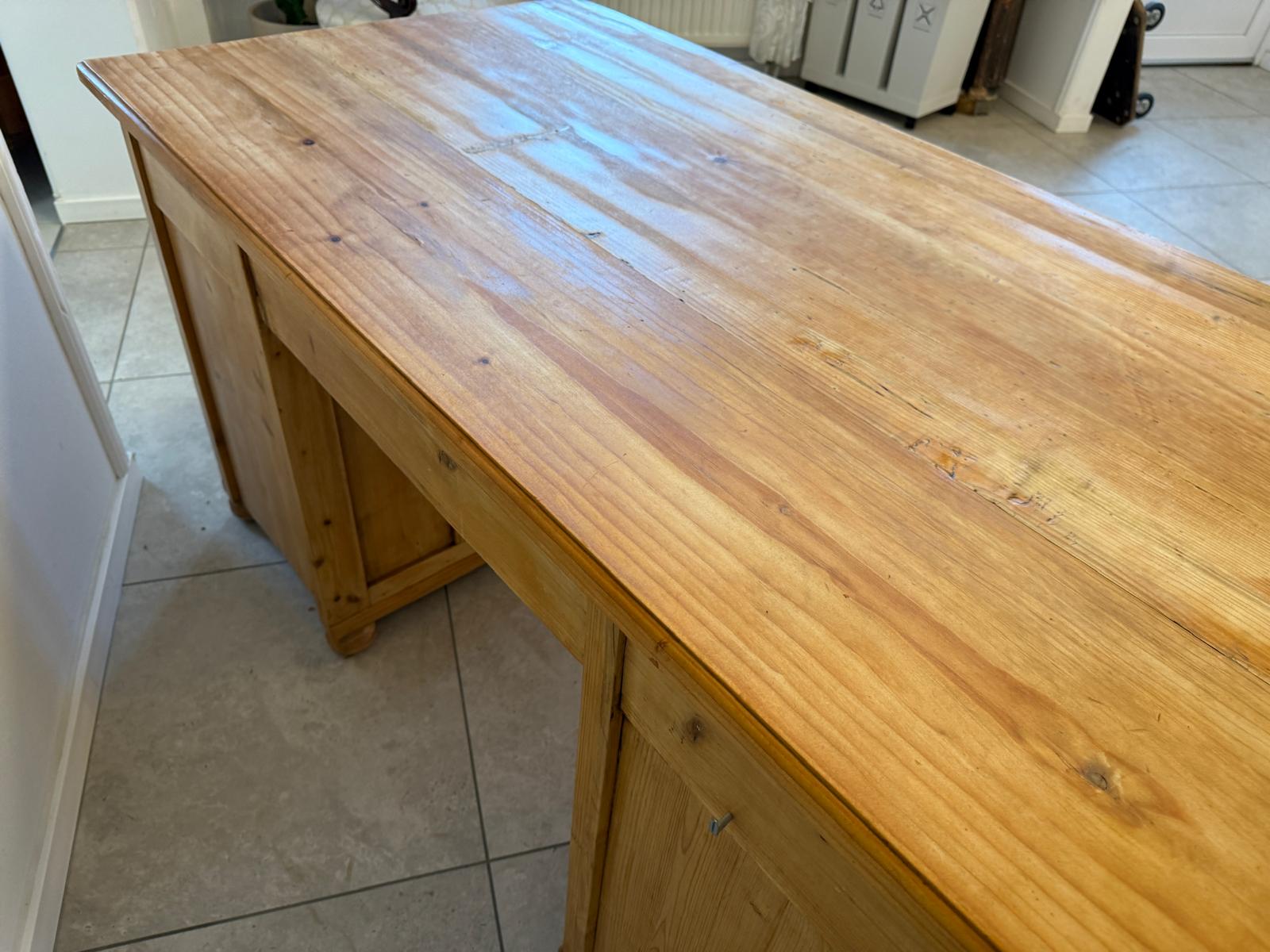 Bäuerlicher Jugendstil Schreibtisch Sekretär Naturholz Antik Alt Weichholz D1208