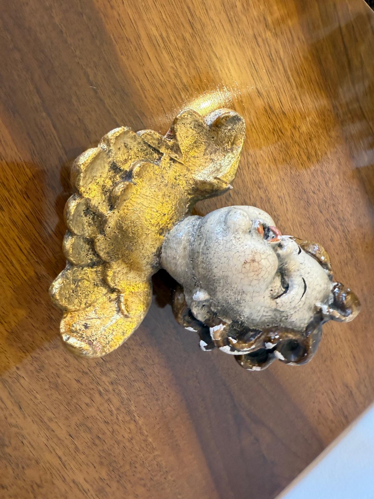 Hölzerner Engelkopf Engel Holzschnitzerei G2874