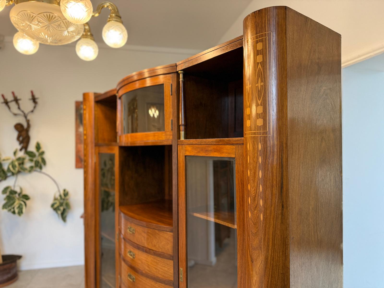 Jugendstil Bücherschrank Kasten Antik Vitrinenschrank D2277