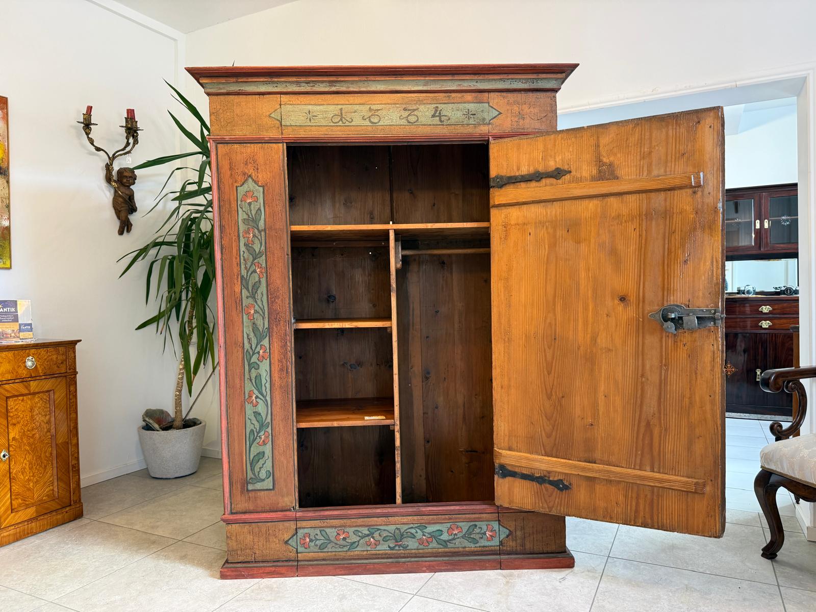 Handbemalter Barockschrank Bauernschrank Bauernkasten Kitzbühel 1784 D1204
