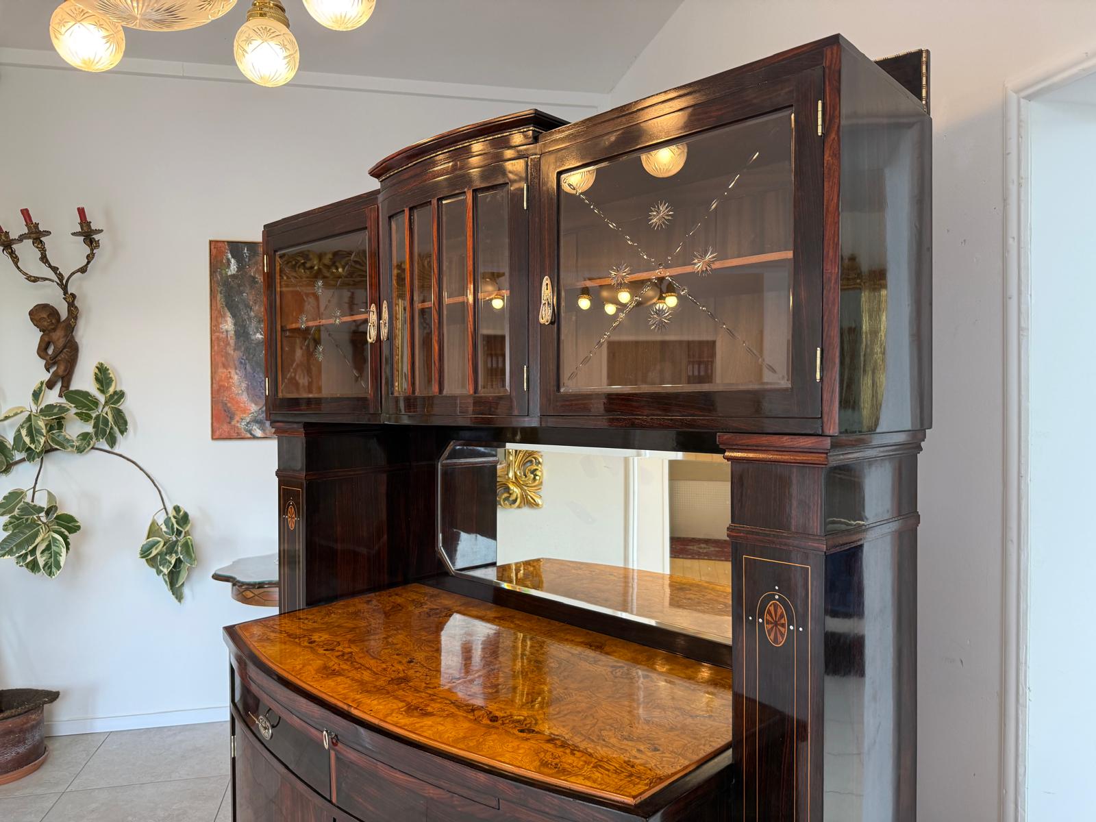 Jugendstil Aufsatzbuffet Antiquität Rarität Floral Restauriert D2376