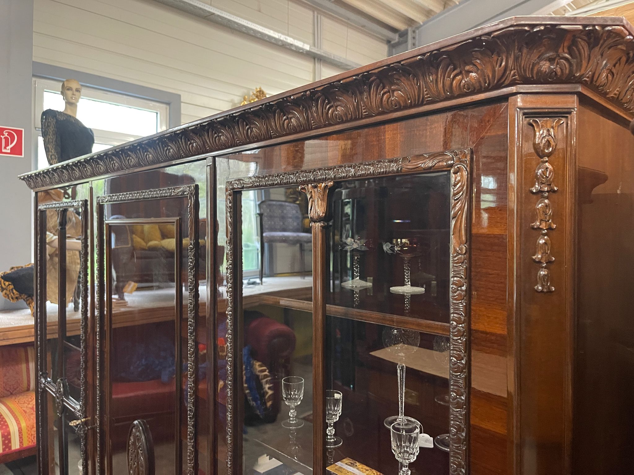 Bücherschrank Barock Barockstil Vitrine Glasschrank Wohnzimmerschrank A5150