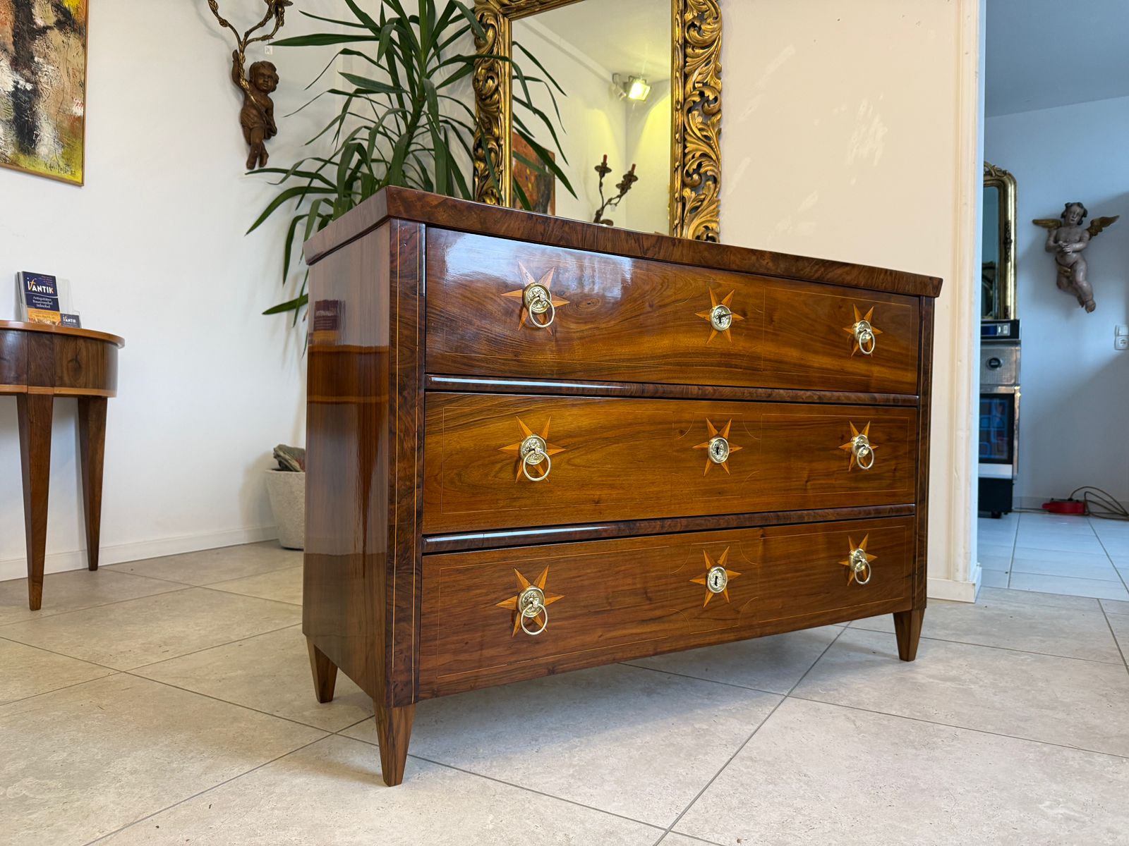 Restaurierte Biedermeier Kommode 3 Ladenkommode Nussholz Antiquität D1044
